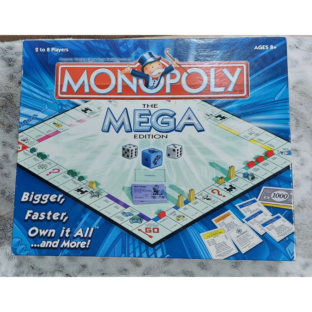 Monopoly The MEGA EDITION By Parker Brothers Large Board, Bigger Faster Complete